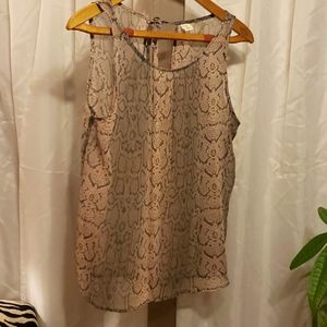 OLD NAVY blush snake print sheer tank sz  L